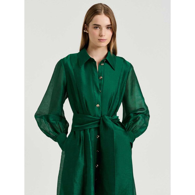 Veronika Maine Linen Silk Midi Shirtdress image number 3